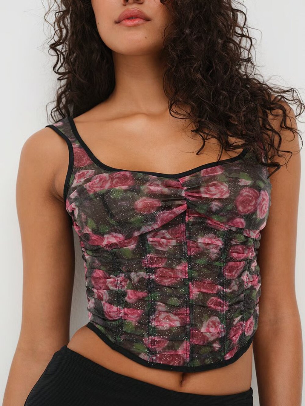 NWT For Love & Lemons black floral corset top $128 MSRP